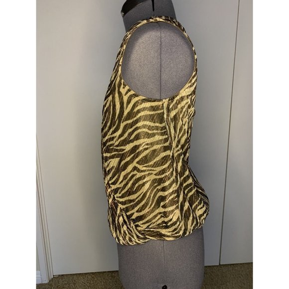 Anthropologie Eri + Ali Kasi Shimmer Top SIZE SMALL Animal Print Sleeveless NWT - Picture 3 of 11
